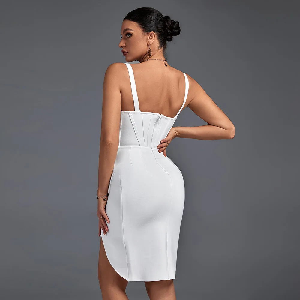 Strappy Sleeveless Frill Midi Bandage Dress