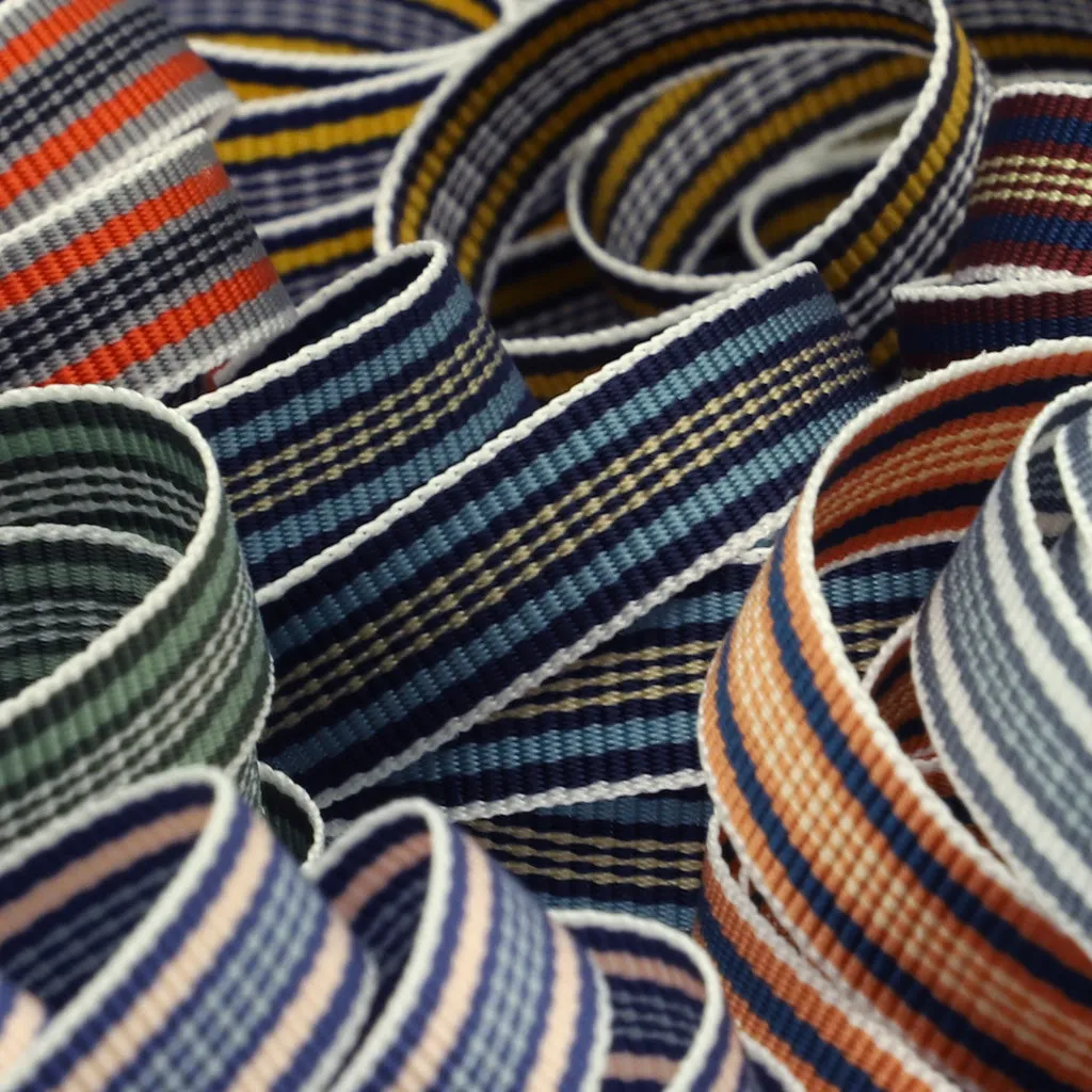 Stripe Grosgrain Ribbon #11 Gray & Orange & Black