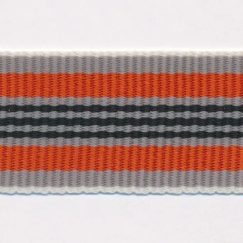 Stripe Grosgrain Ribbon #11 Gray & Orange & Black