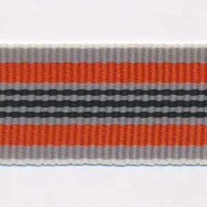 Stripe Grosgrain Ribbon #11 Gray & Orange & Black