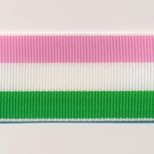 Stripe Grosgrain Ribbon #22 Cherry & White & Melon