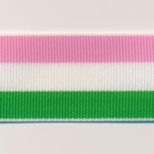 Stripe Grosgrain Ribbon #22 Cherry & White & Melon