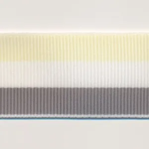 Stripe Grosgrain Ribbon #25 Cream & White & Gray