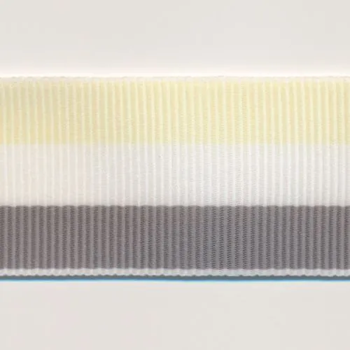 Stripe Grosgrain Ribbon #25 Cream & White & Gray