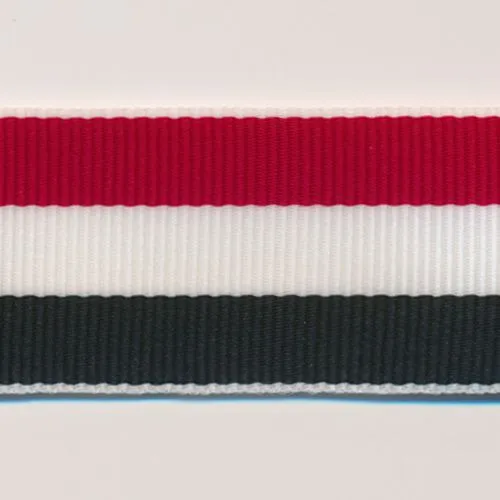 Stripe Grosgrain Ribbon #31 Rose Red & White & Black