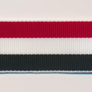 Stripe Grosgrain Ribbon #31 Rose Red & White & Black