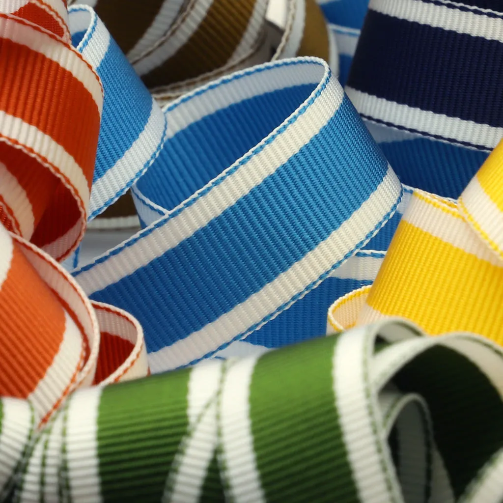 Stripe Grosgrain Ribbon #6 Green & White