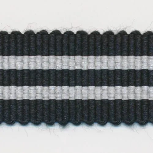 Stripe Grosgrain Ribbon #8 Black & Off White