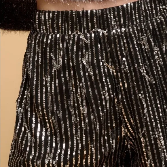 Striped Sequins High Waist Shorts