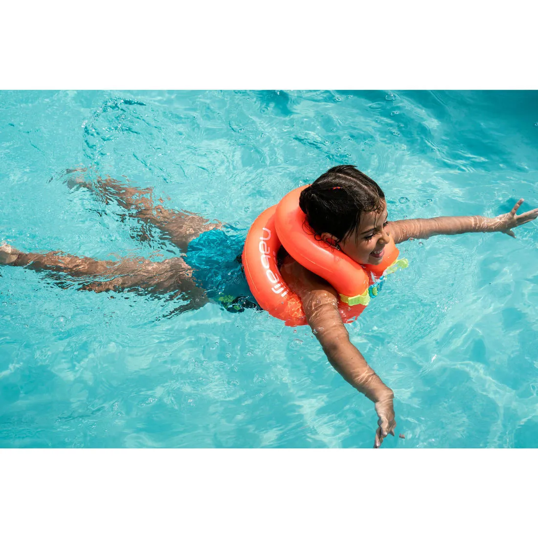 Swimming inflatable life vest for 19-30 kg - orange