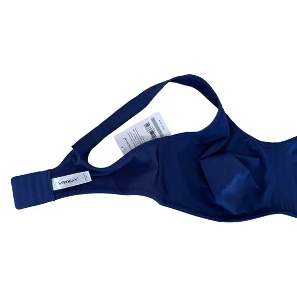 SYROKAN Bra 44C Max Control High Impact Underwire Sports Bra Midnight Blue NEW