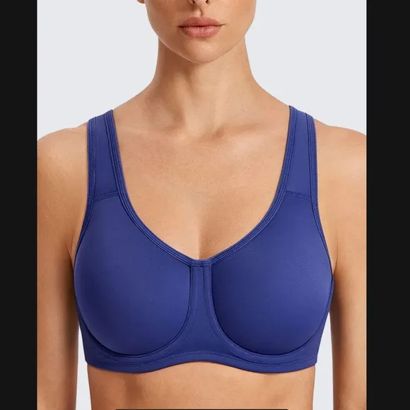 SYROKAN Bra 44C Max Control High Impact Underwire Sports Bra Midnight Blue NEW
