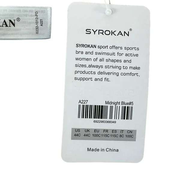 SYROKAN Bra 44C Max Control High Impact Underwire Sports Bra Midnight Blue NEW