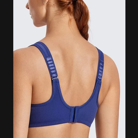 SYROKAN Bra 44C Max Control High Impact Underwire Sports Bra Midnight Blue NEW