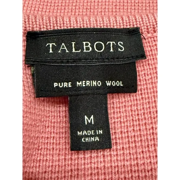 Talbots Open Front Long Cardigan Sweater Jacket Merino Wool Pink Corpcore Sz M