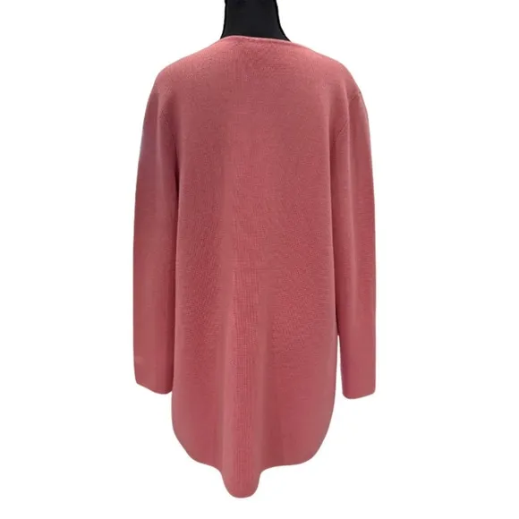 Talbots Open Front Long Cardigan Sweater Jacket Merino Wool Pink Corpcore Sz M