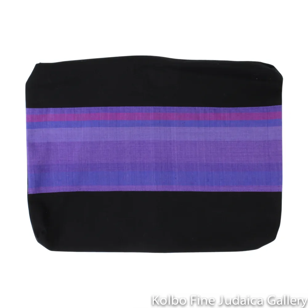 Tallit Set, Jewel Tones of Purple, Royal Blue, and Fuchsia, Hand-Spun Cotton and Silk, with Bag, Ethically and Sustainably Made