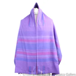Tallit Set, Jewel Tones of Purple, Royal Blue, and Fuchsia, Hand-Spun Cotton and Silk, with Bag, Ethically and Sustainably Made