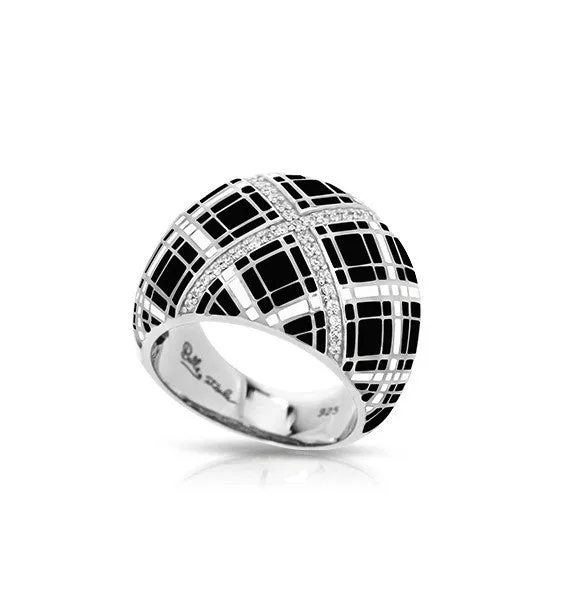 TARTAN BLACK & IVORY RING