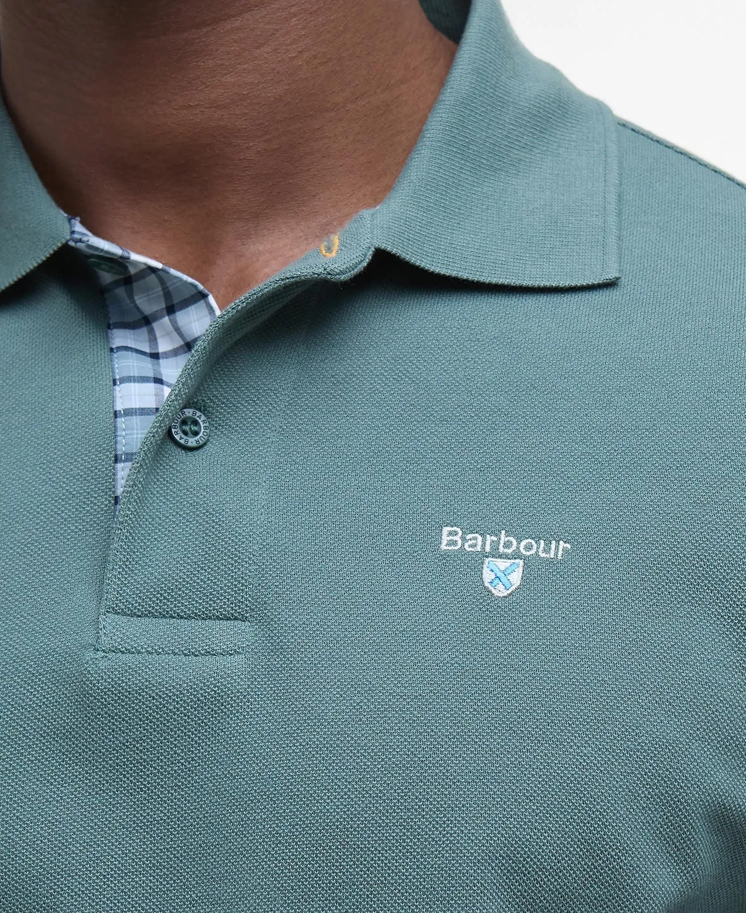 Tartan Pique Polo in Teal