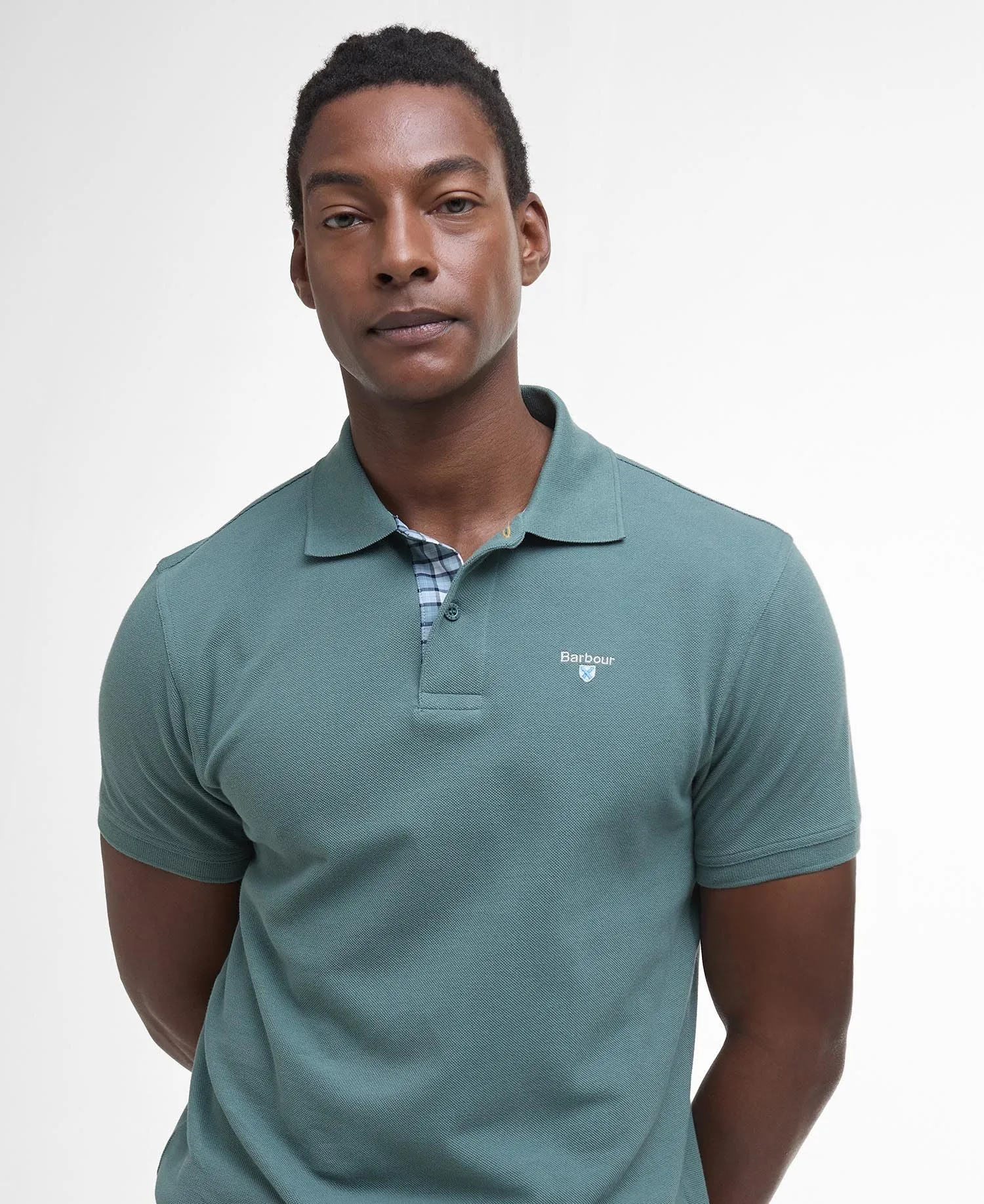 Tartan Pique Polo in Teal