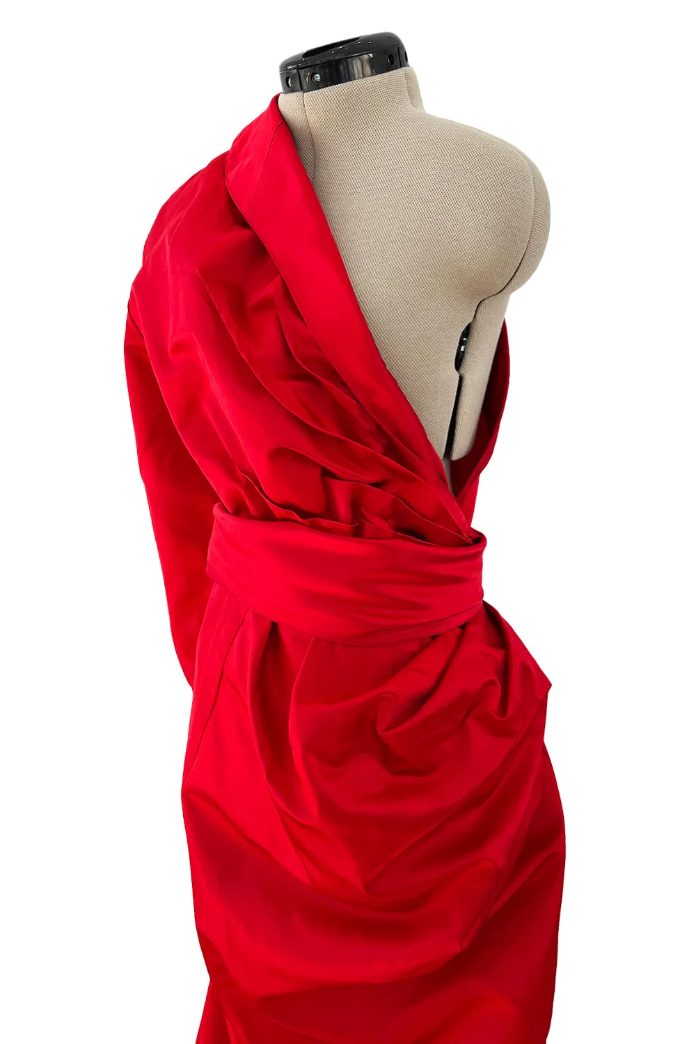 Thierry Mugler Fall 1986 Red Silk One Shoulder Gown