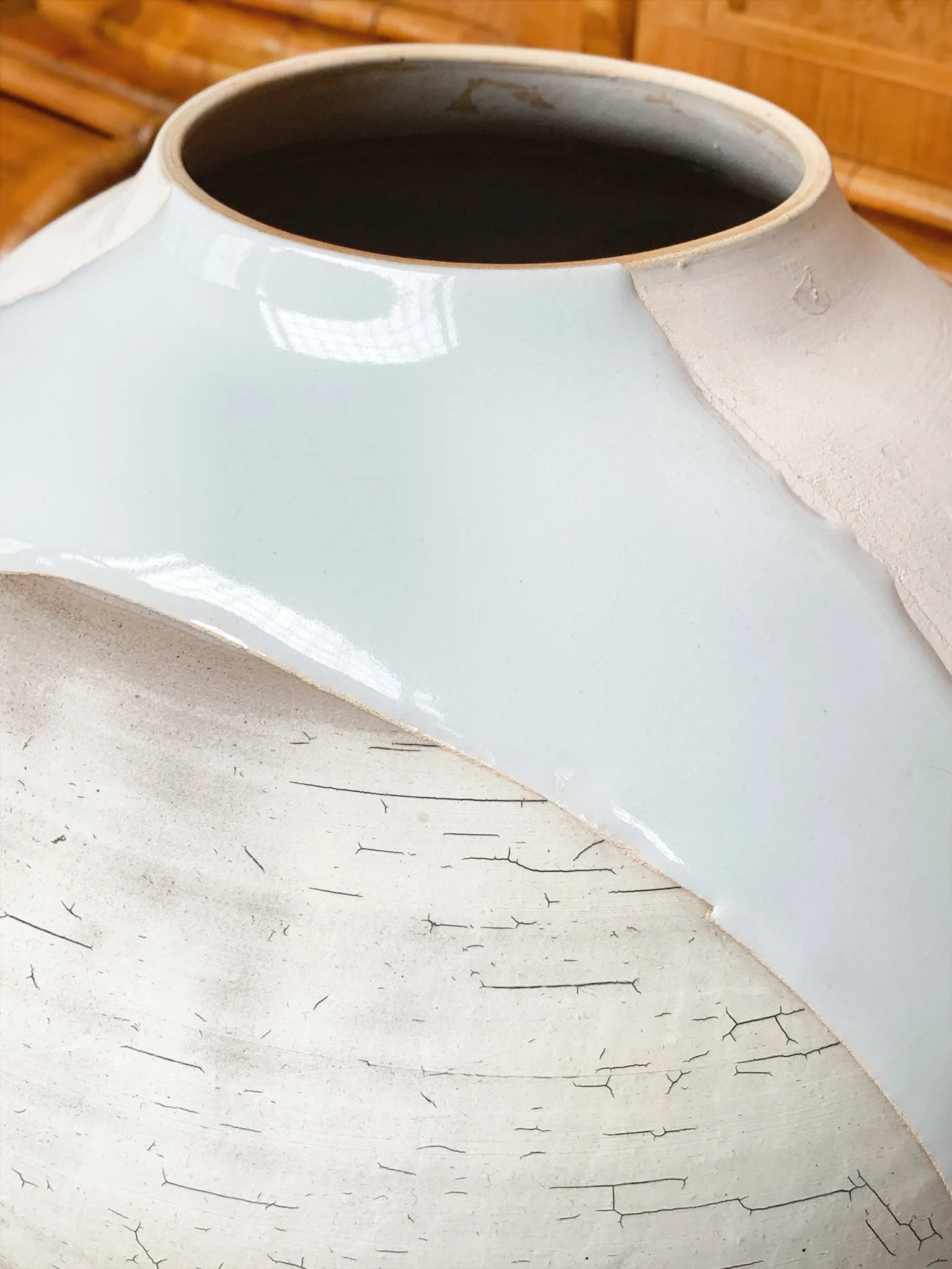 Thom Lussier Colorblock Glaze Ceramic Vessel #2