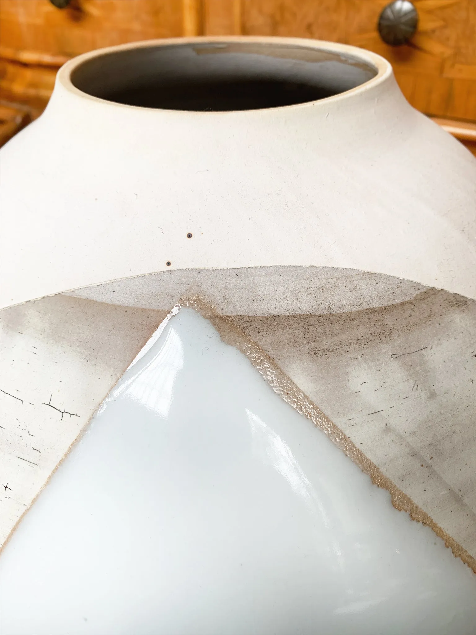 Thom Lussier Colorblock Glaze Ceramic Vessel #2
