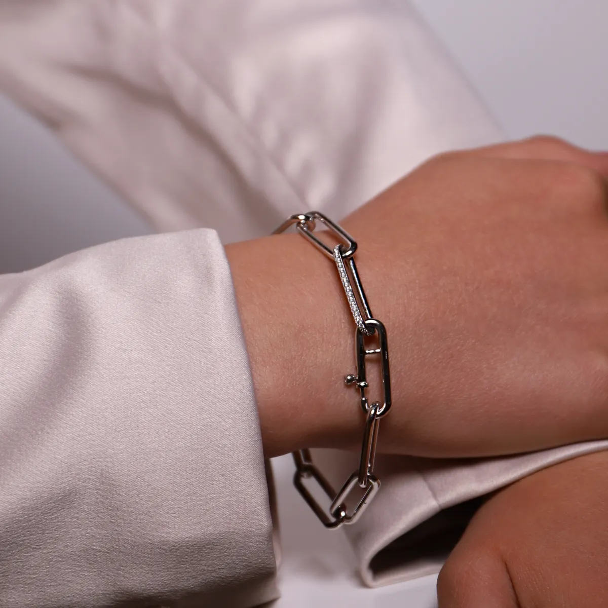 Ti Sento Milano Thick Rectangle Link Chain Bracelet