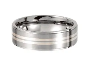 Titanium Double Sterling Stripe Band