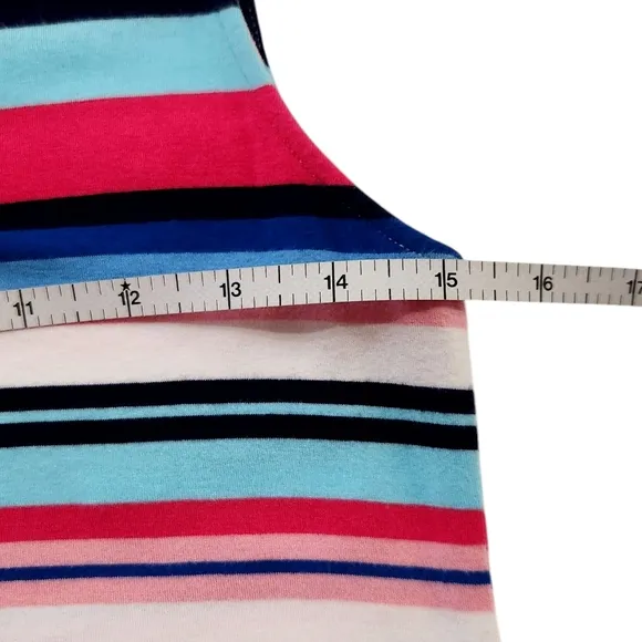 Tommy Bahama Striped Maxi Dress Sleeveless Navy Aqua Pink Women's Size Small