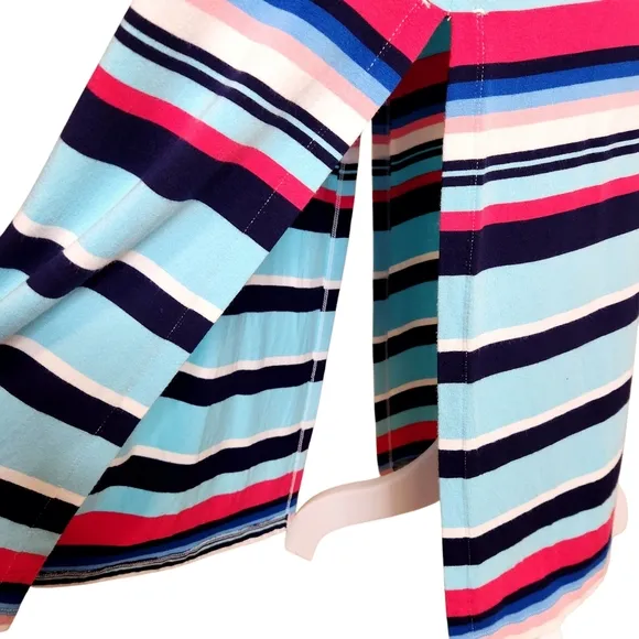 Tommy Bahama Striped Maxi Dress Sleeveless Navy Aqua Pink Women's Size Small