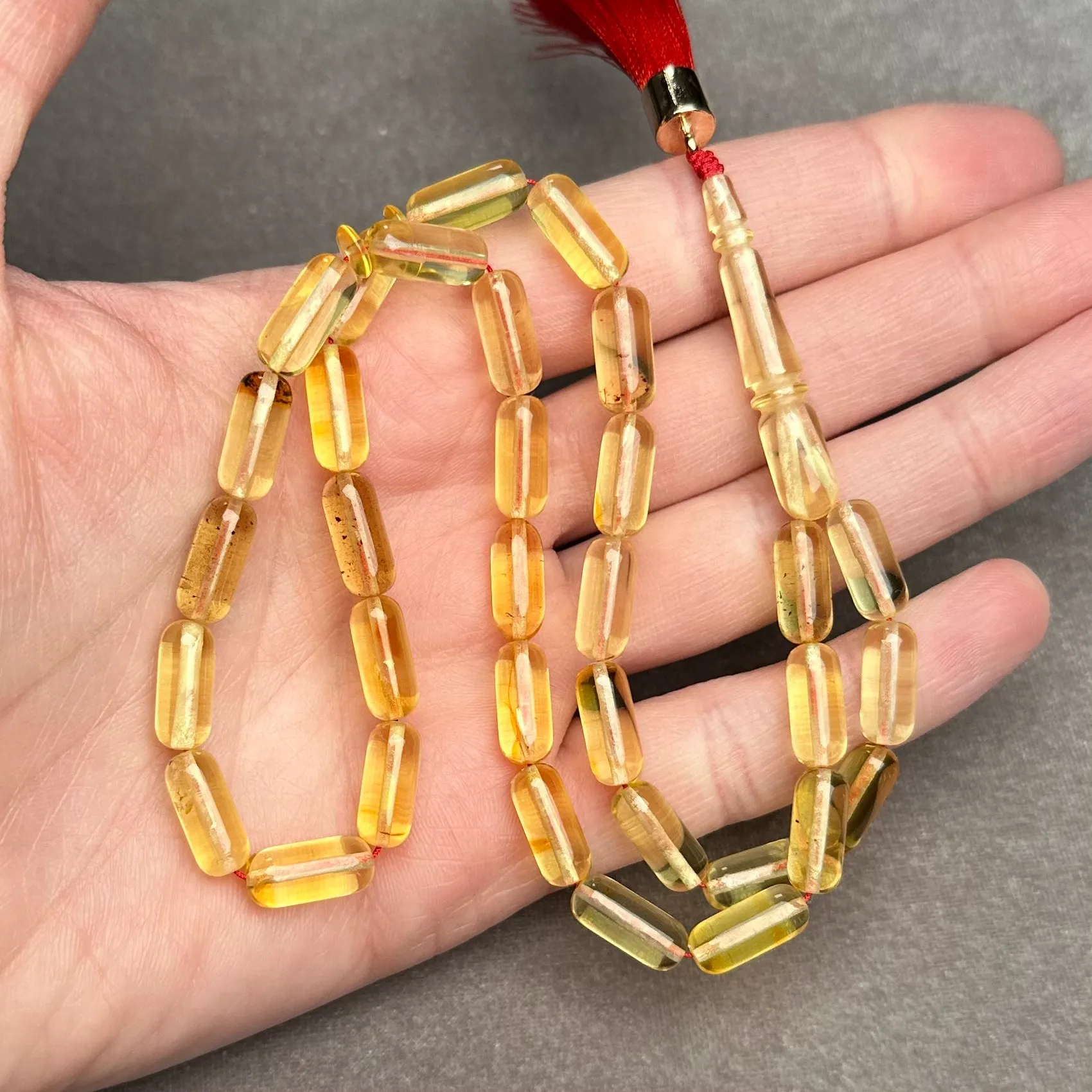 TRANSPARENT AMBER MISBAHA 6,3x13,8mm 14,7g