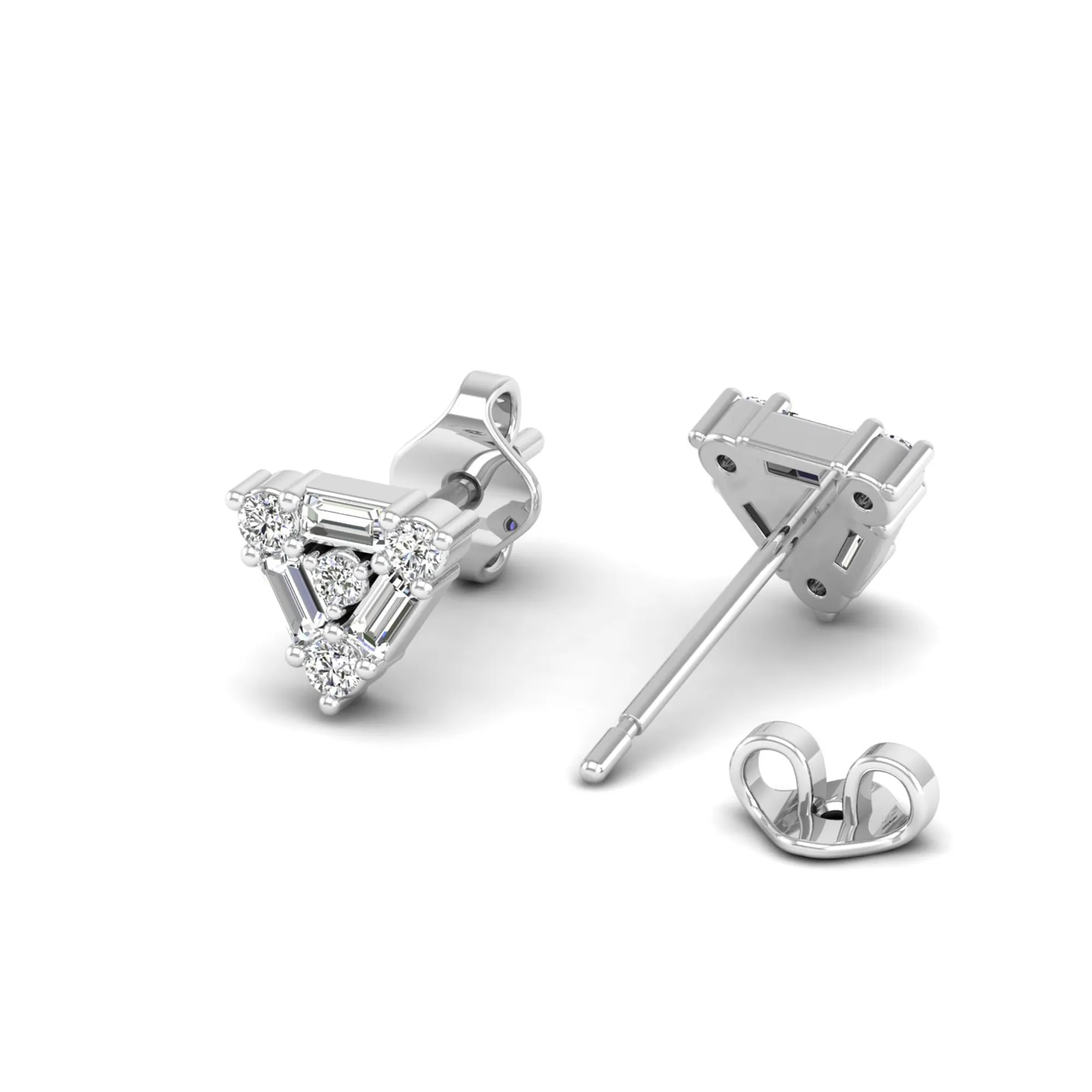 Triangle-Shaped Diamond Stud Earrings