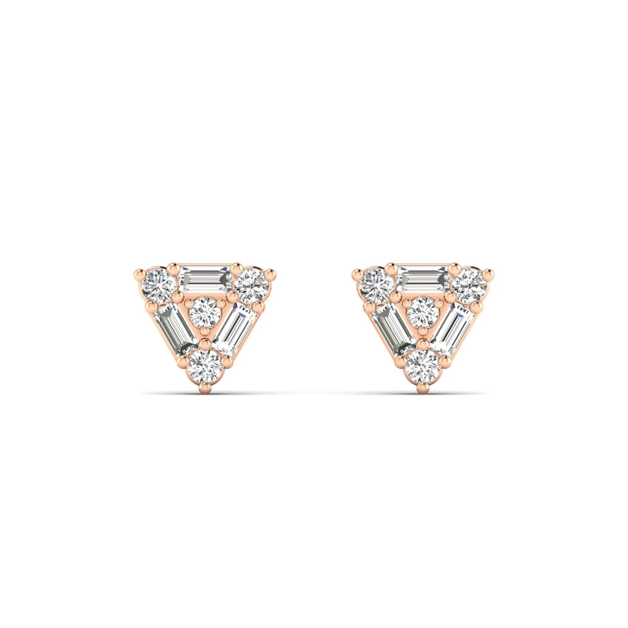 Triangle-Shaped Diamond Stud Earrings