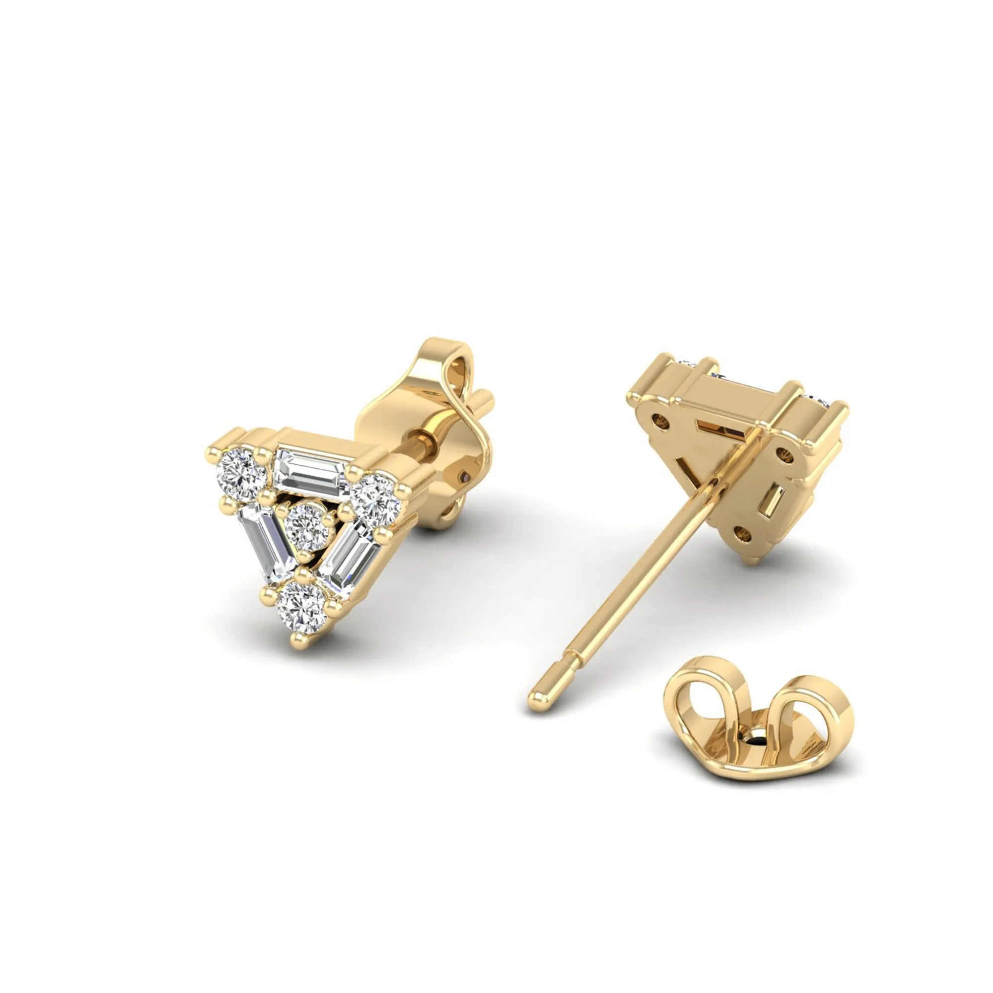 Triangle-Shaped Diamond Stud Earrings