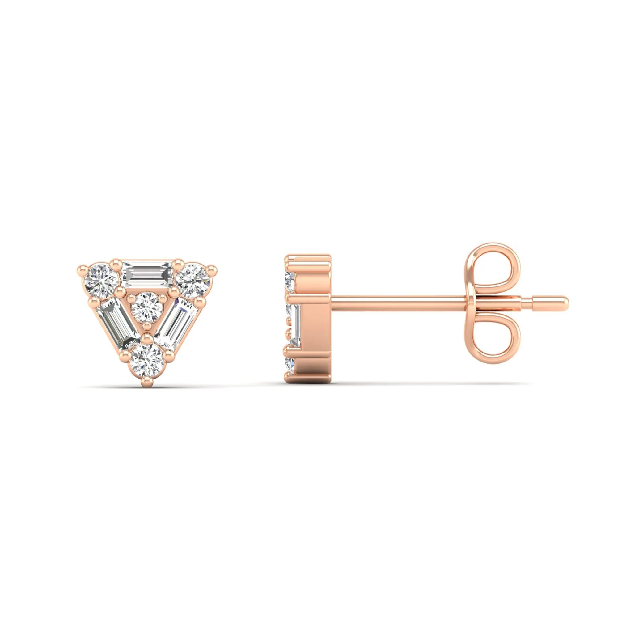 Triangle-Shaped Diamond Stud Earrings