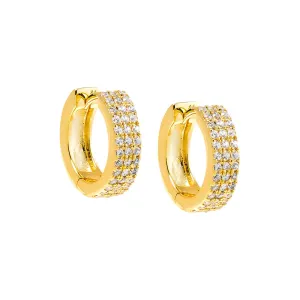 Triple Row Pave Huggie Earring