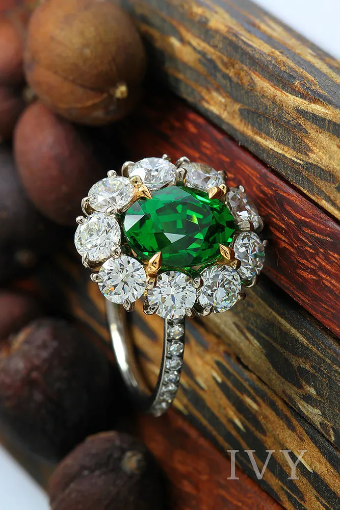 Tsavorite and Diamond Ring