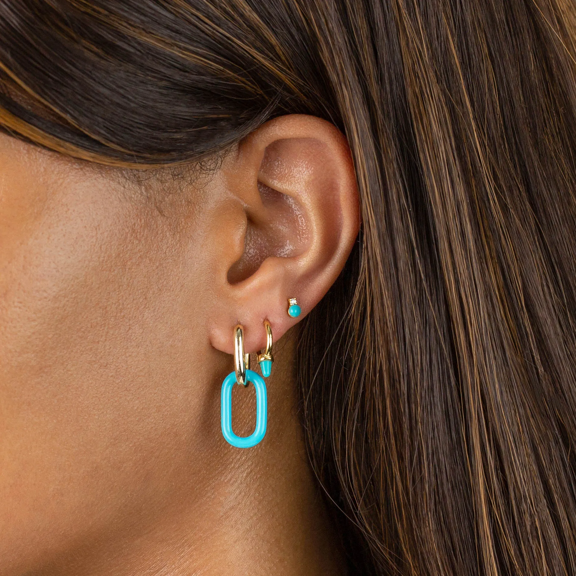 Turquoise Spike Huggie Earring