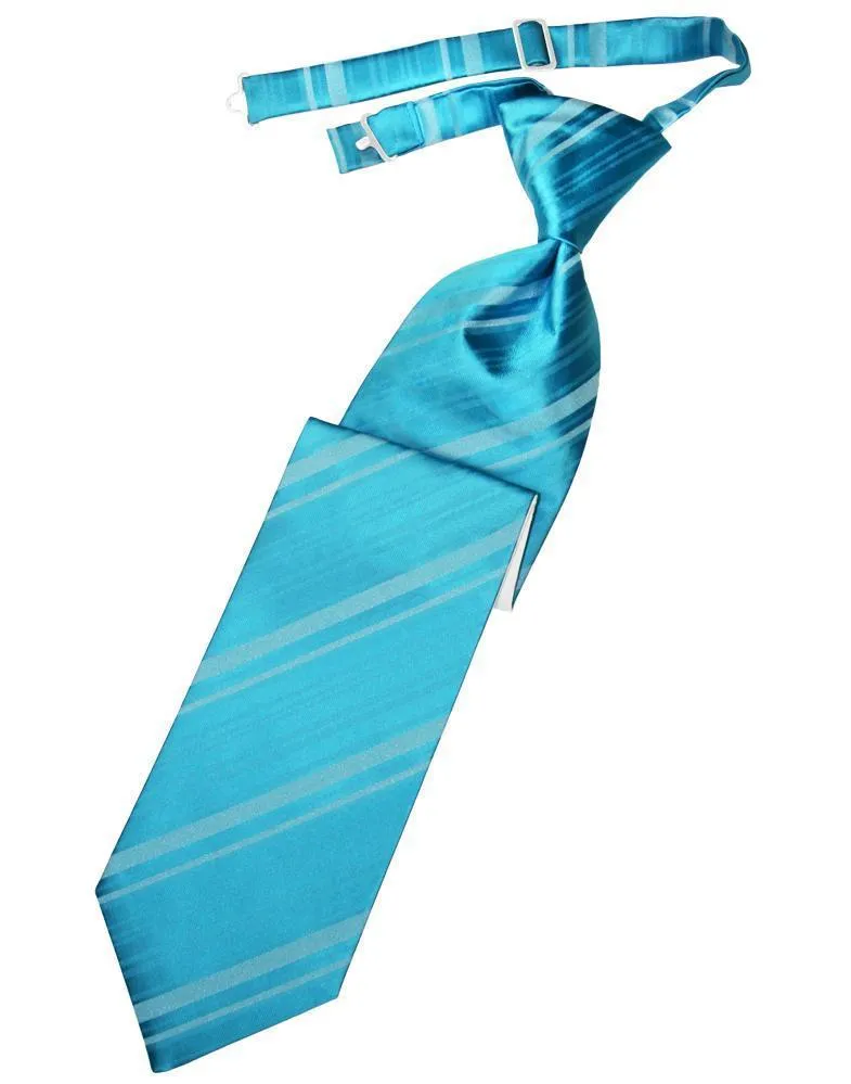 Turquoise Striped Satin Kids Necktie