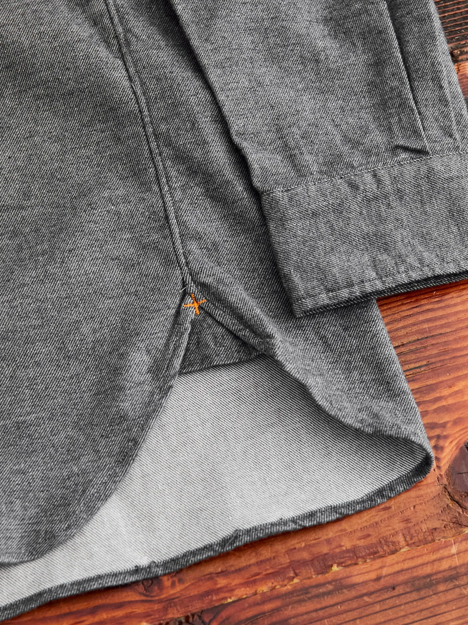 Twill Flannel Button-Down Shirt in Grey
