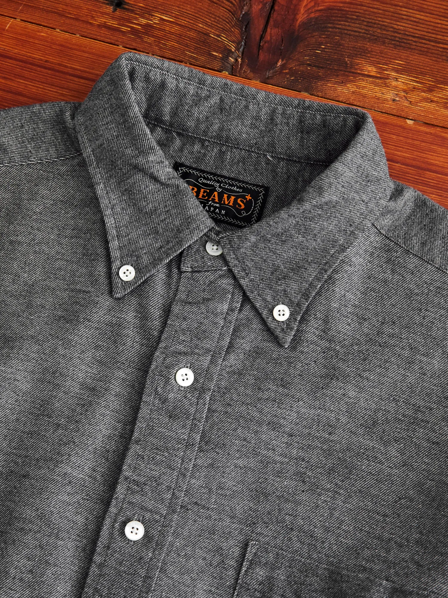 Twill Flannel Button-Down Shirt in Grey