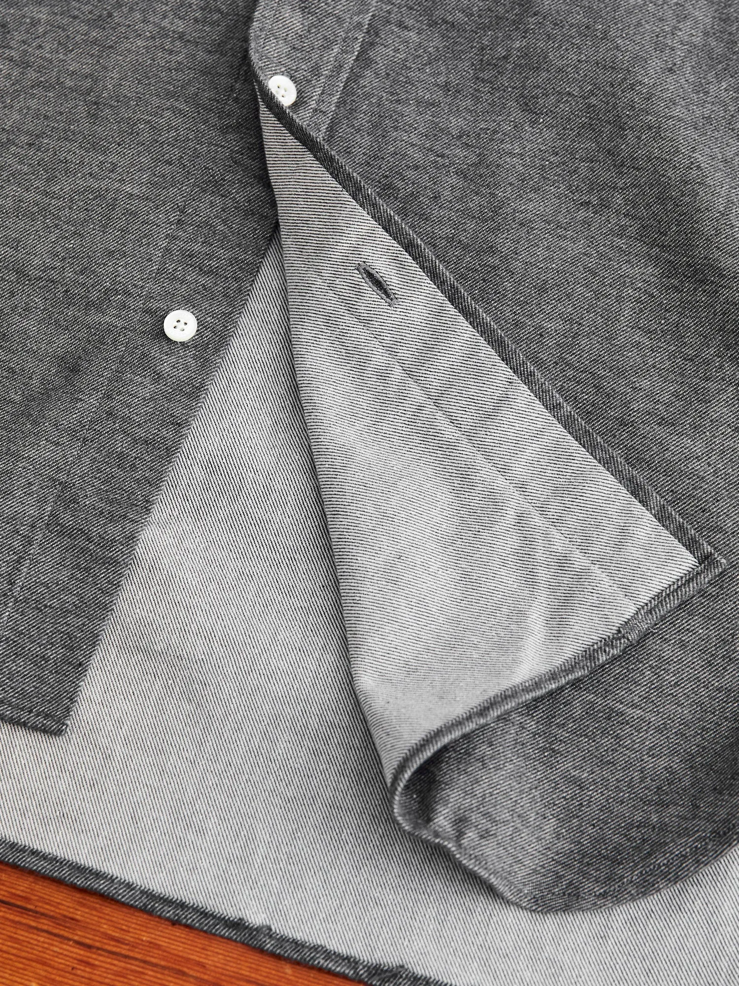 Twill Flannel Button-Down Shirt in Grey