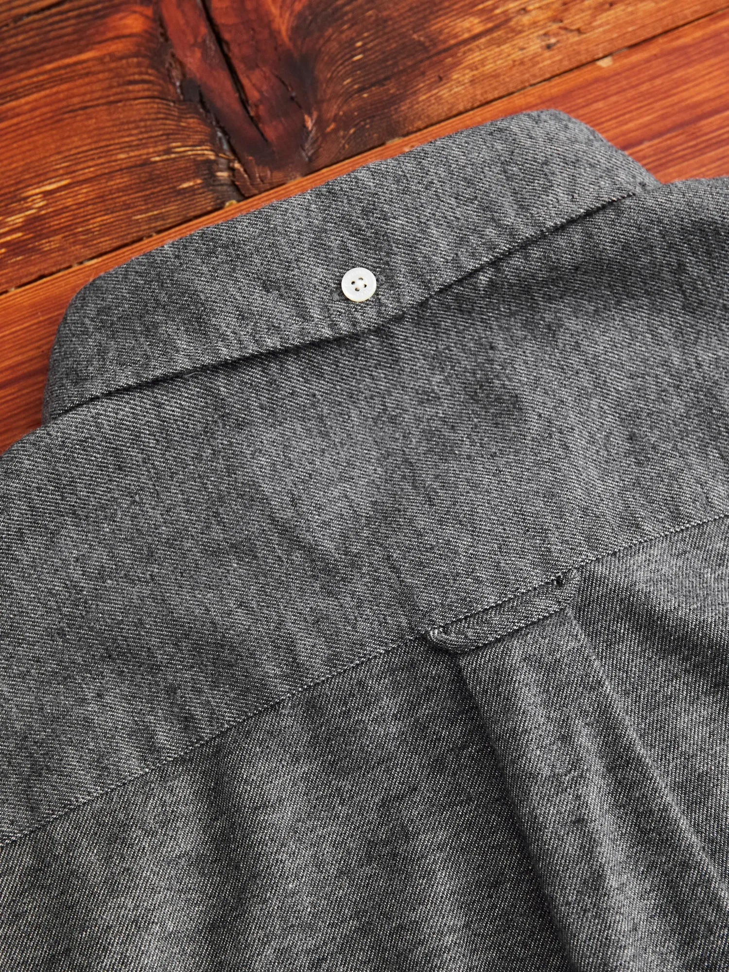 Twill Flannel Button-Down Shirt in Grey