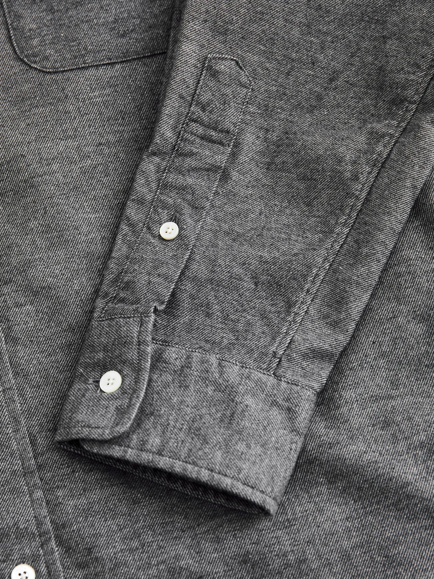 Twill Flannel Button-Down Shirt in Grey