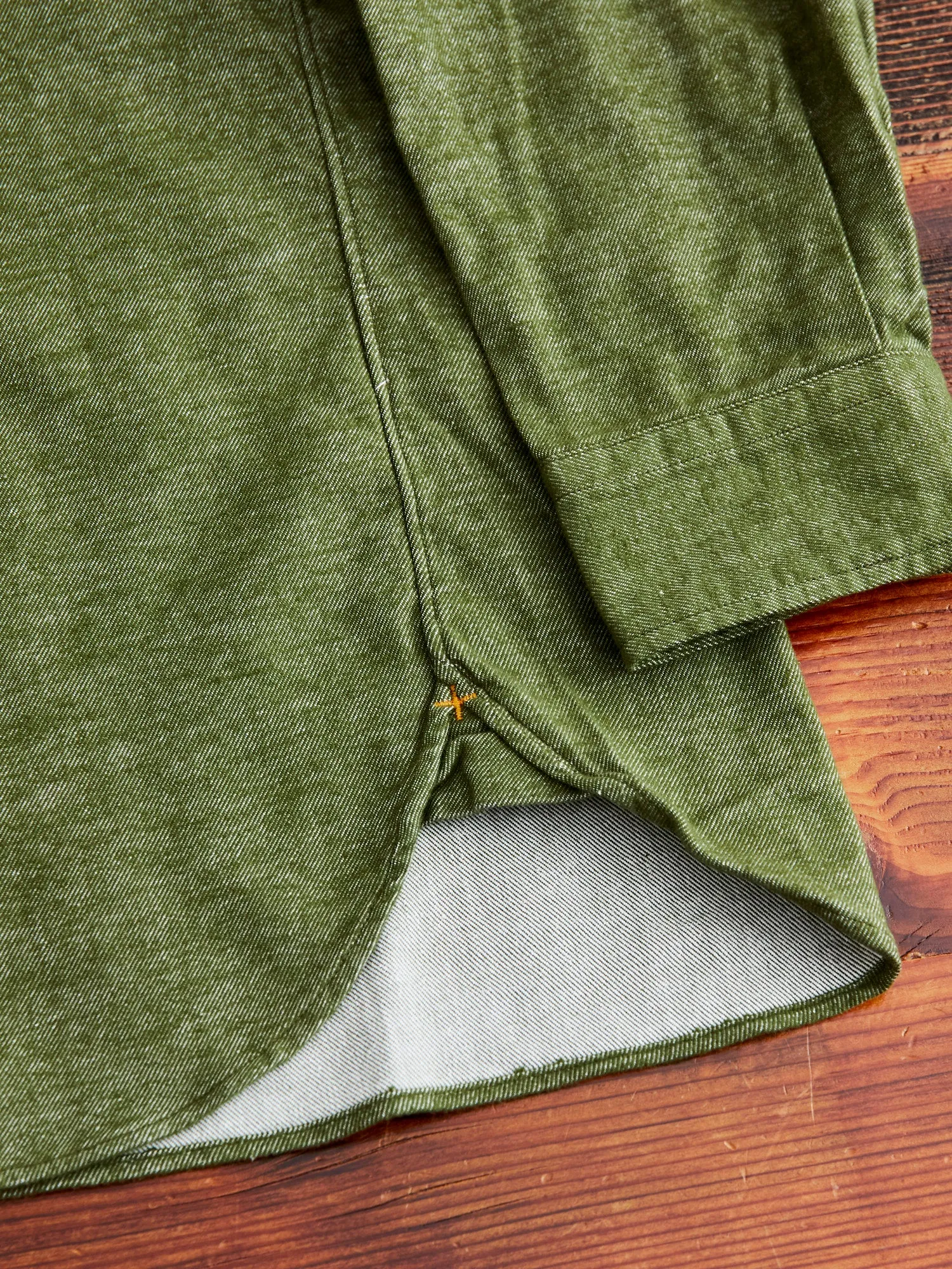 Twill Flannel Button-Down Shirt in Olive