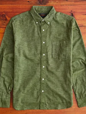 Twill Flannel Button-Down Shirt in Olive