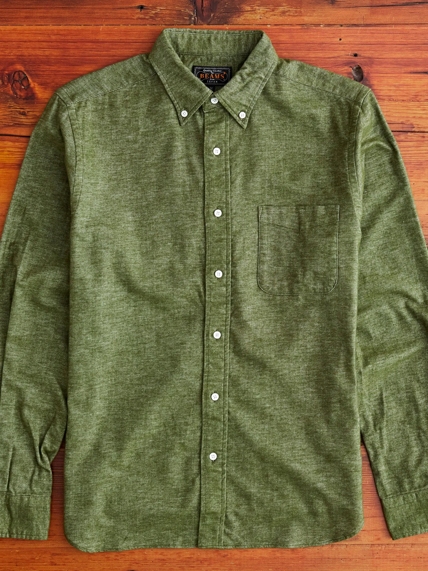 Twill Flannel Button-Down Shirt in Olive