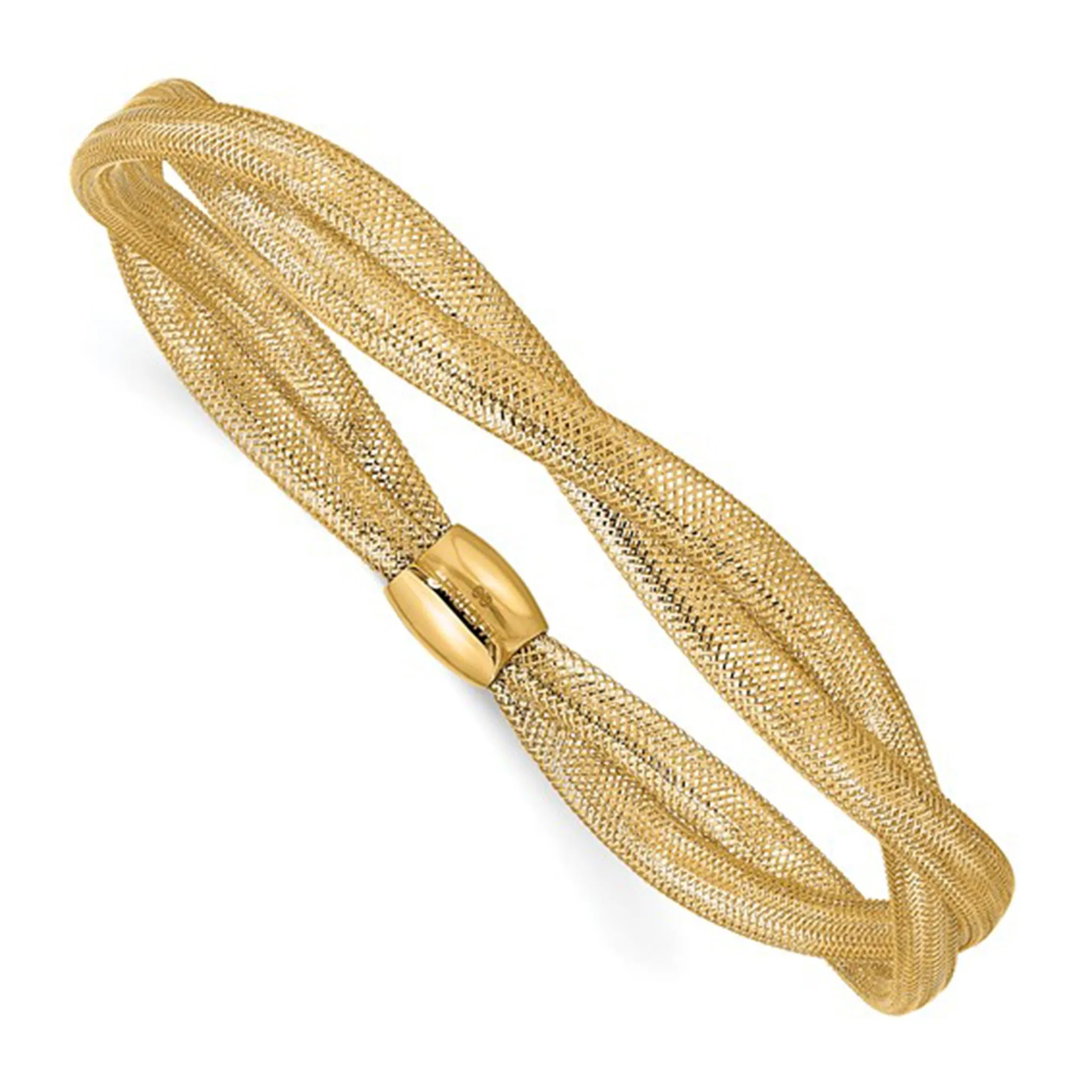 Twisted-Wavy Stretchable Fancy Bangle Bracelet (14K)